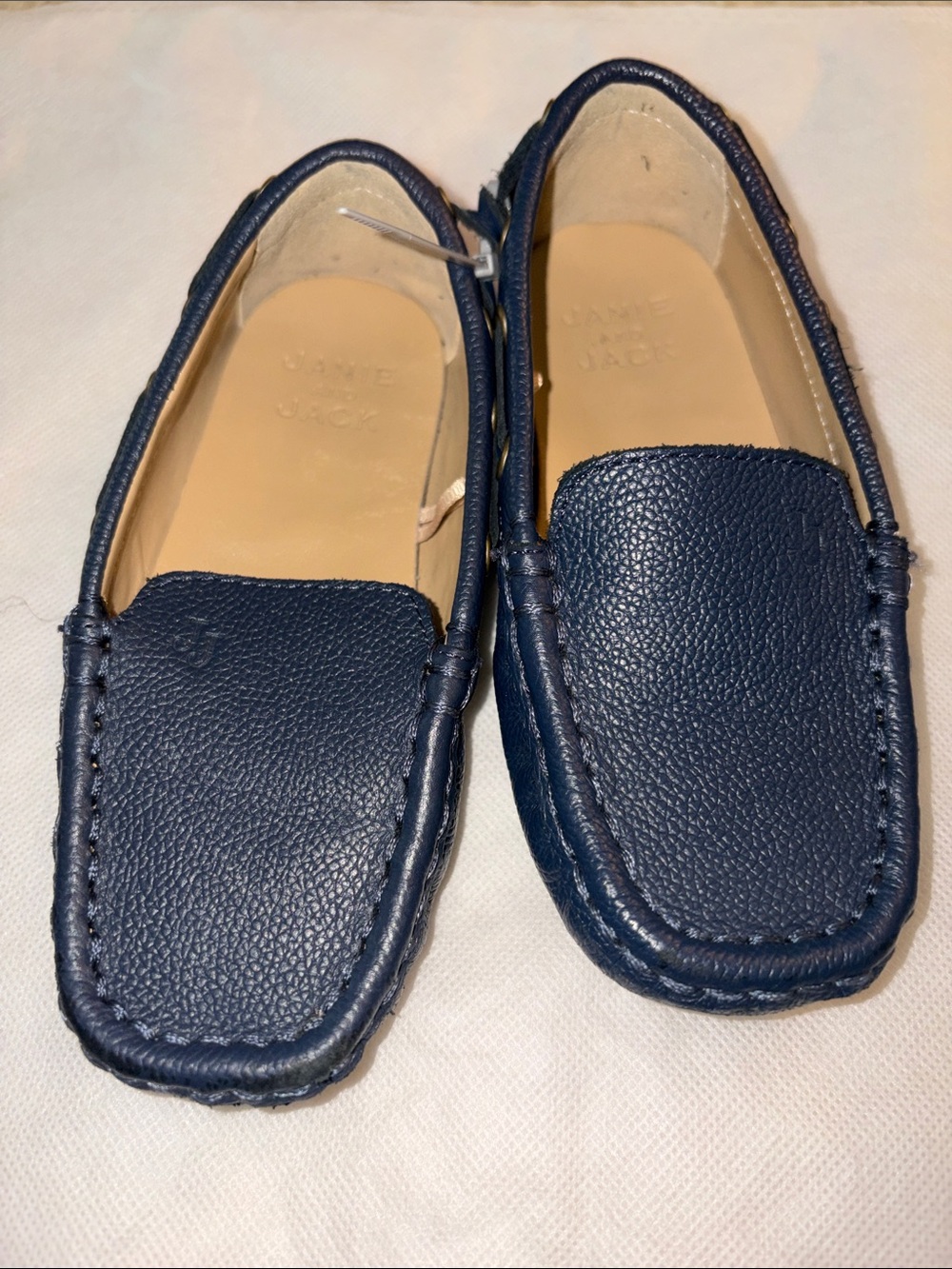 Janie and Jack Navy Blue Pebble Leather Driving Loafers Shoes Toddler Size 9